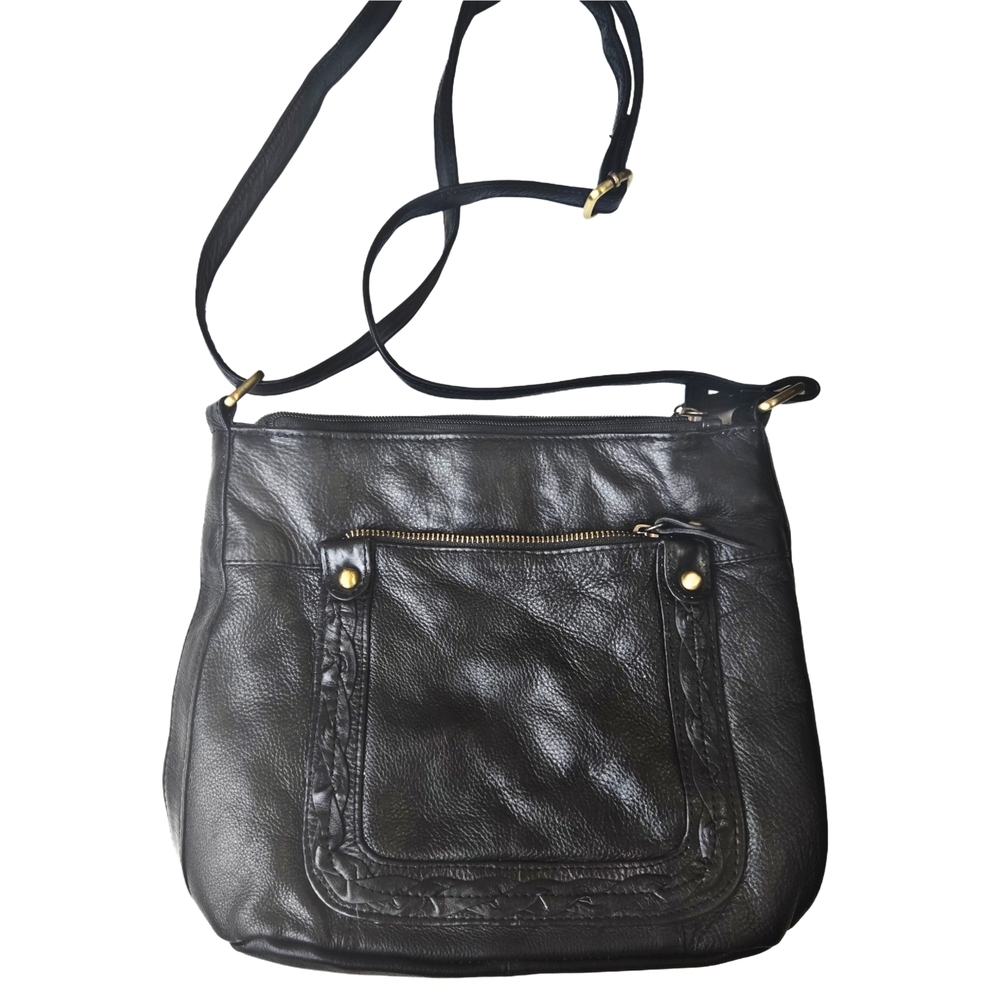 Great American Leather Works‎ Crossbody Bag Women Medium Black Braided Leather